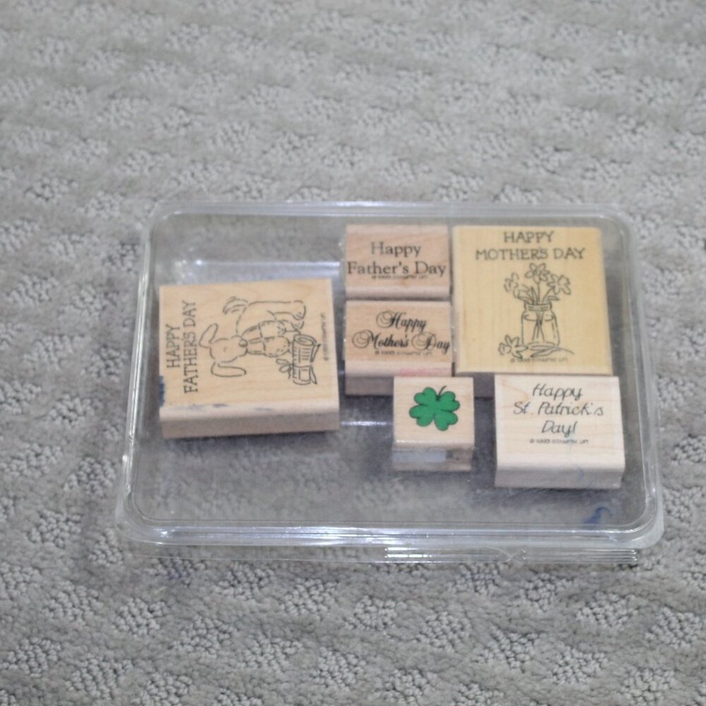 Vintage 90s Stampin' Up Set of 6 Father's Day, Mother's Day & St. Patrick Stamps